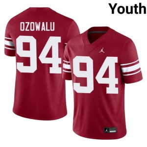 Throwback #94 High School University of Oklahoma Sooners Crimson Youth Kenny Ozowalu Jersey 968751-474