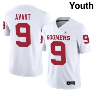 #9 Youth White University OU Sooners Lloyd Avant Jersey 202158-183