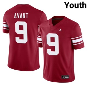 Throwback #9 OU Sooners Lloyd Avant Official Youth Crimson Jersey 268829-896