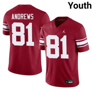 Throwback #81 Sooners Mark Andrews Limited Youth Crimson Jersey 813466-672