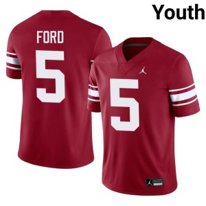 Throwback OU Sooners Embroidery Crimson Youth #5 Markel Ford Jersey 555182-109