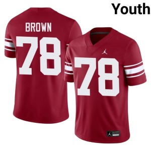 Throwback Crimson Orlando Brown #78 University of Oklahoma Sooners High School Youth Jersey 120957-158