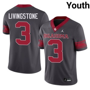 Alternate OKLA Sooners Parker Livingstone Youth Anthracite #3 Game Jersey 213886-358
