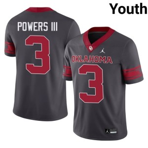 Alternate NCAA #3 Reggie Powers III Anthracite Youth OU Sooners Jersey 766192-687