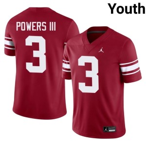 Throwback Crimson OU Sooners Reggie Powers III #3 University Youth Jersey 233745-983