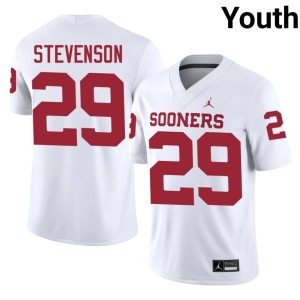 Rhamondre Stevenson #29 Youth White Boomer Sooner Official Jersey 802587-921