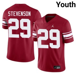 Throwback Rhamondre Stevenson Crimson #29 Stitched Youth Sooners Jersey 282897-559