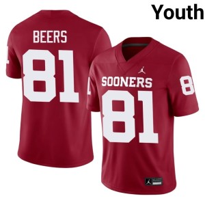 #81 Crimson University Rocky Beers Youth OU Sooners Jersey 385773-213