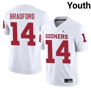 Boomer Sooner NCAA Sam Bradford White Youth #14 Jerseys 813593-278