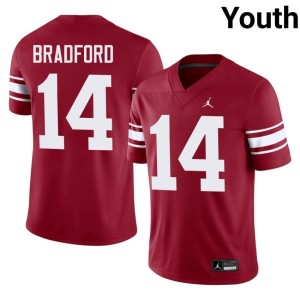 Throwback Crimson #14 University Sam Bradford Youth Boomer Sooner Jersey 991384-194