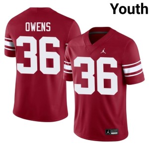 Throwback Official OKLA Steve Owens #36 Crimson Youth Jerseys 389129-302