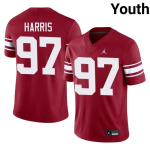 Throwback OKLA Sooners High School Youth #97 Tommie Harris Crimson Jersey 848670-665
