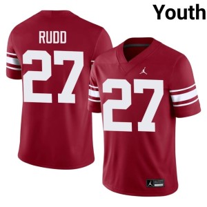 Throwback Youth Crimson Embroidery #27 Trace Rudd Sooners Jerseys 788755-401